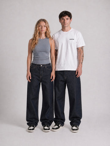 Relaxed Wide Denim in Midnight Navy