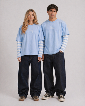 Striped Long Sleeve Tee in Powder Blue