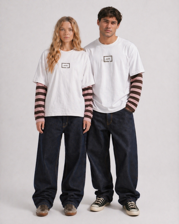 Striped Long Sleeve Tee in Off White