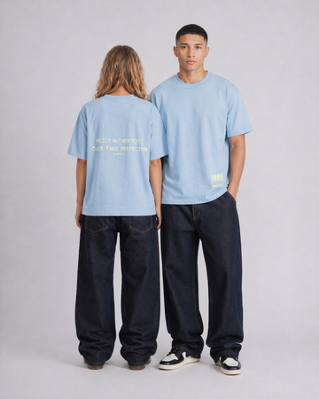 Messy Authenticity Tee in Powder Blue