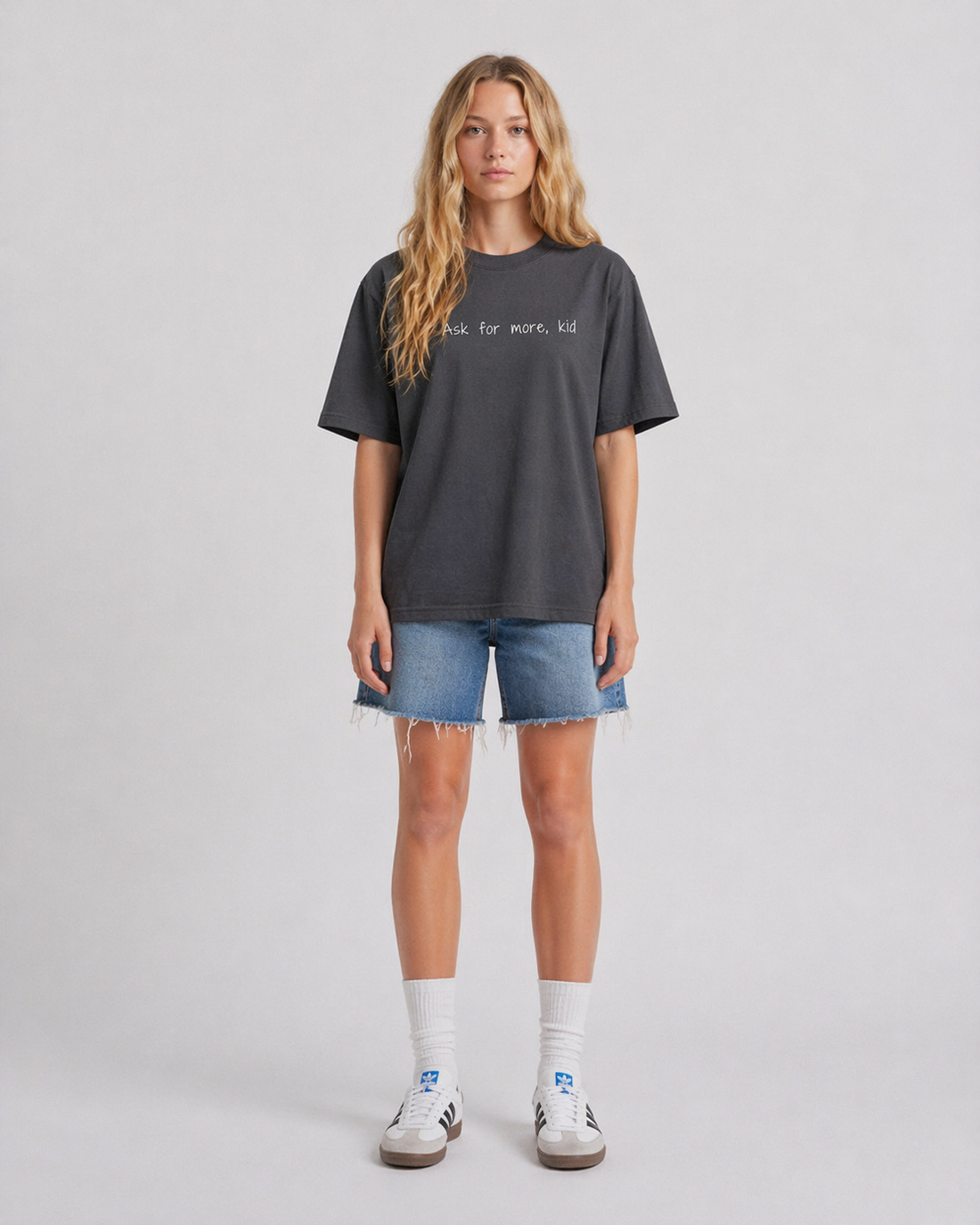 Ask For More Tee in Dark Grey