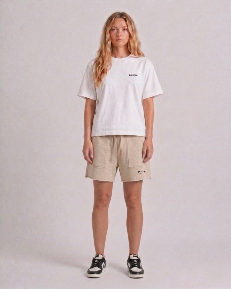 Signature Sweat Shorts in Beige
