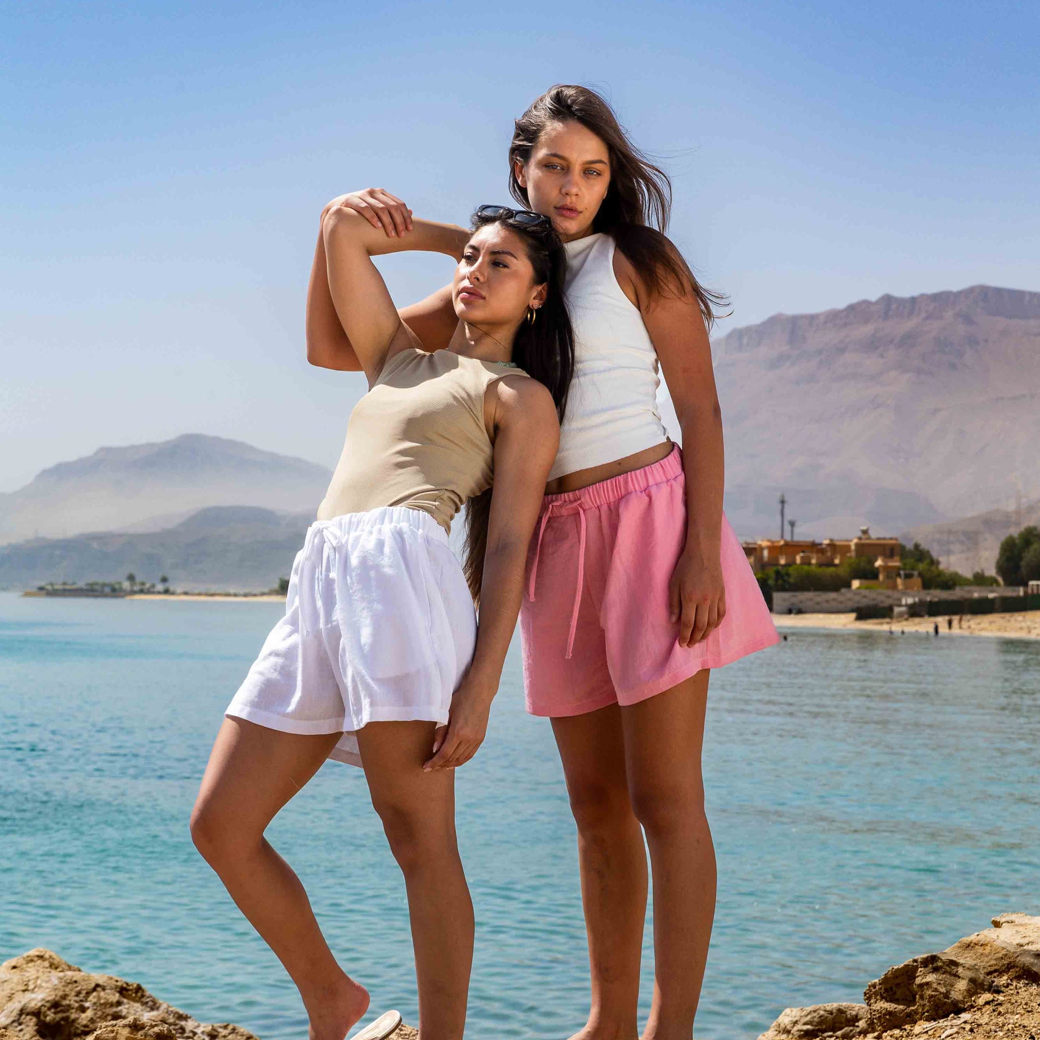 Linen Shorts in Blush