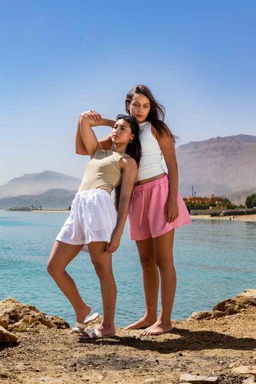 Linen Shorts in Blush