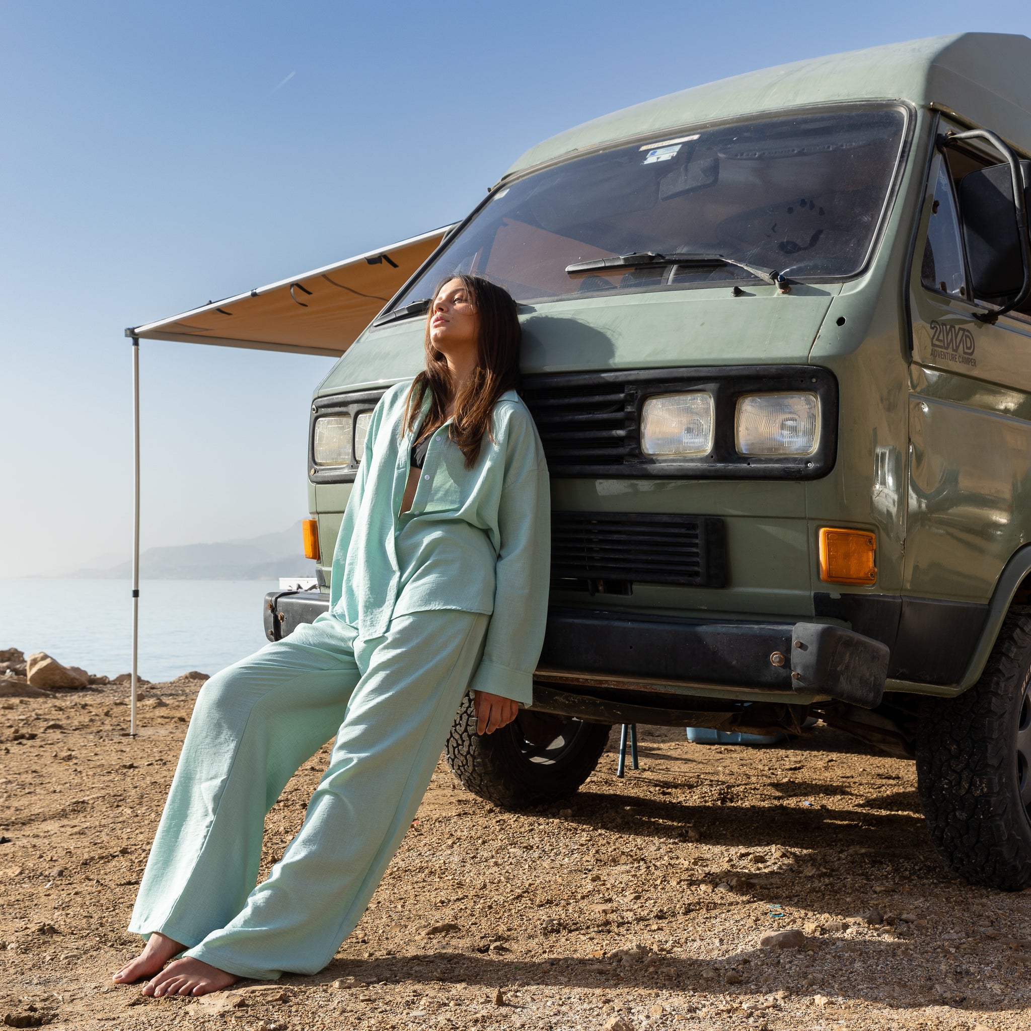 Wide Leg Linen Pants in Sage